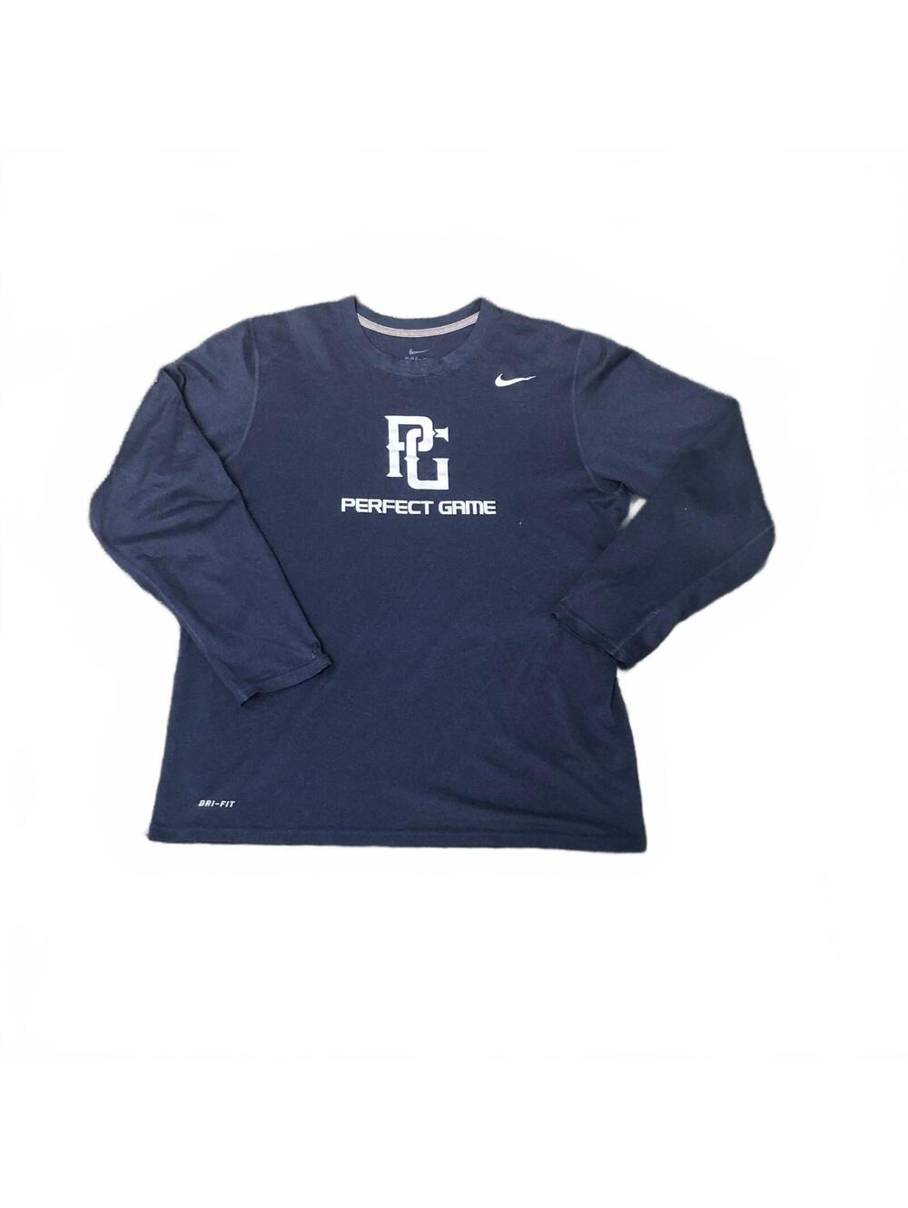 Nike Perfect Game Dri-FIT Long Sleeve Shirt Navy Blue Large